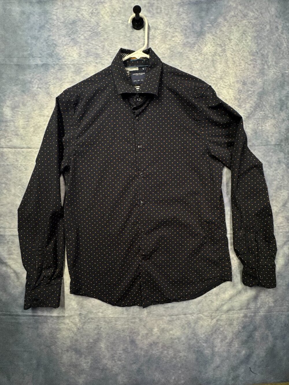 Denim & Flower Ricky Singh Men’s Large Flip-Cuff Button Down Shirt Dark Blue